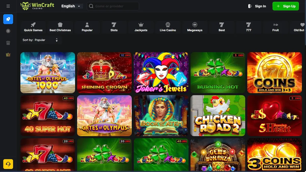 Wincraft casino screenshot